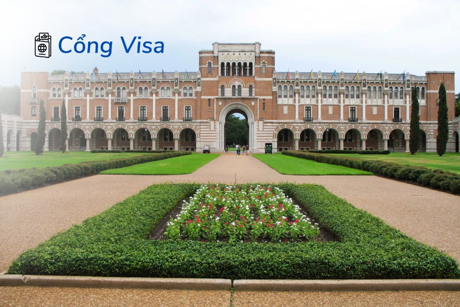 Rice University ở Houston, danh tiếng hàng đầu, xếp #17 Mỹ, tỷ lệ sinh viên-giảng viên 6:1